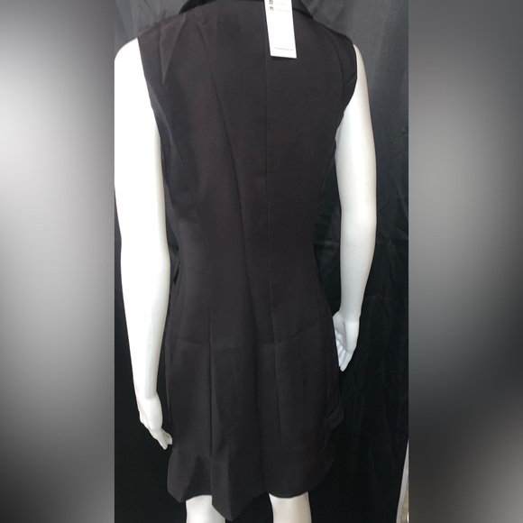 NWT Women’s Blazer Work Dress V Neck Ruffle A Line Slim Sleeveless Dress - Picture 9 of 9